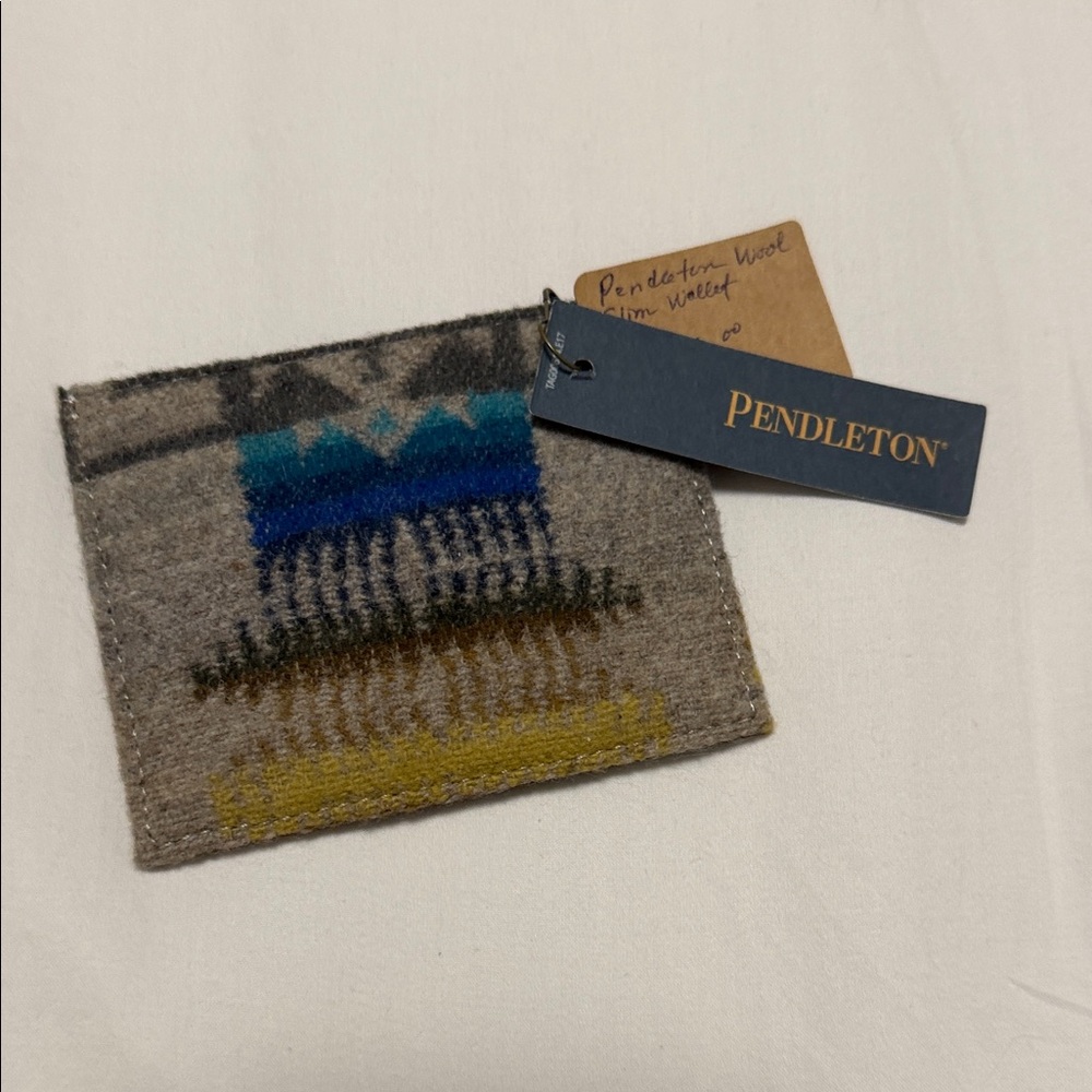Pendleton Wool Card Wallet in Gray, Blue, Yellow
